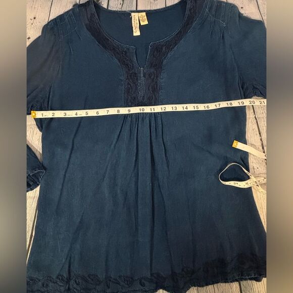 Studio West Apparel Two Piece Festival Boho Stevie Denim Look Top Skirt LP - Picture 7 of 15